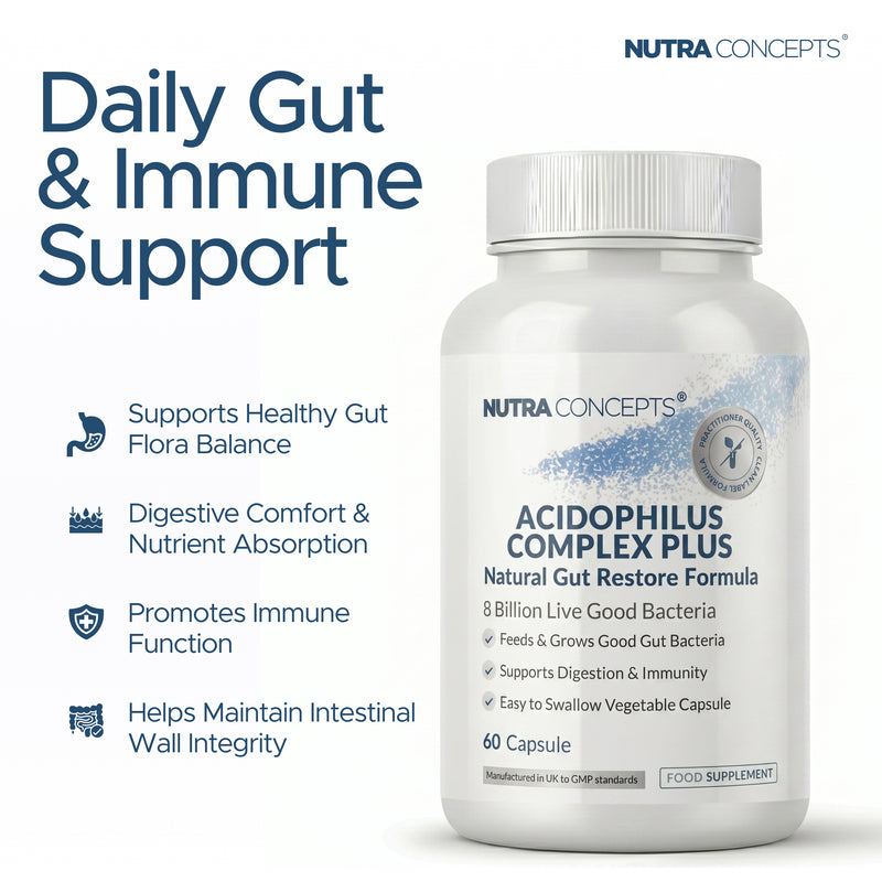 Nutraconcepts Acidophilus Complex Plus - Bacteria Probiotic Gut Support - 60 Capsules