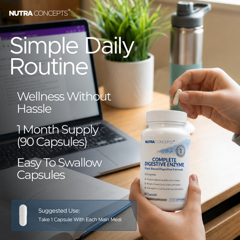 Nutraconcepts Complete Digestive Enzyme - Plant Based Broad Spectrum - 90 Caps