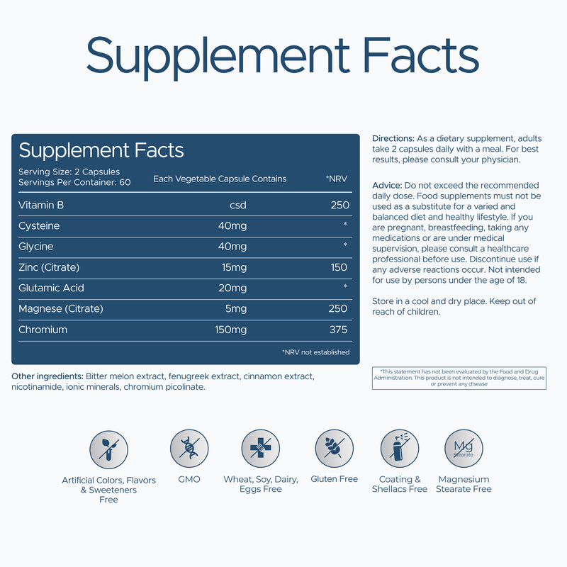 Nutraconcepts Chromium Complex Blood Sugar Energy & Weight Support - 60 Caps