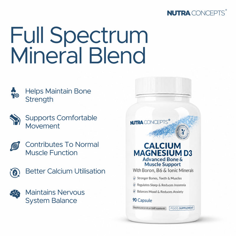 Nutraconcepts Calcium Magnesium D3 - Bone & Skeletal Support - 90 Capsules