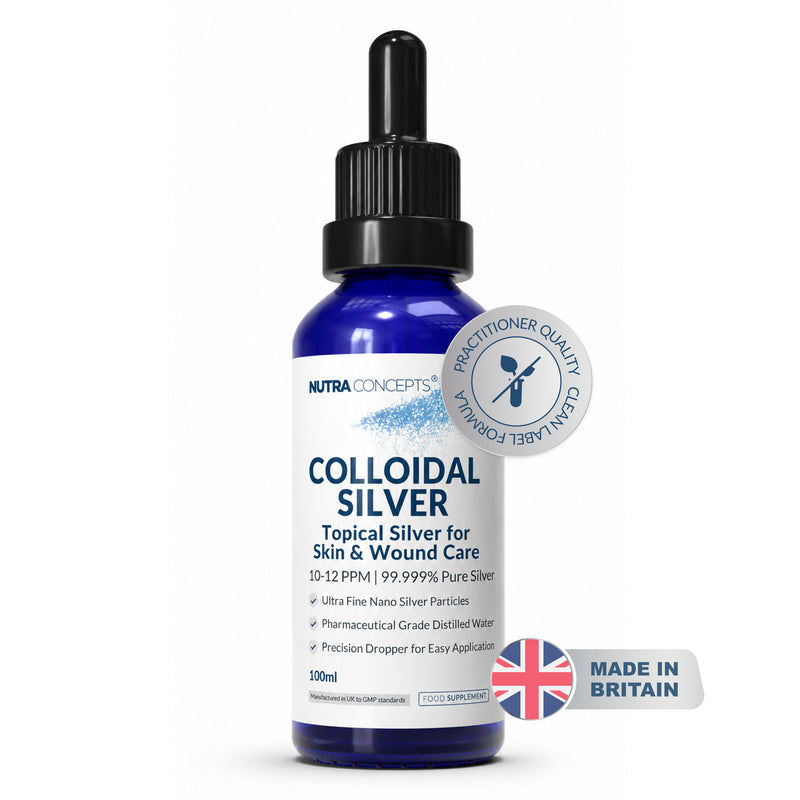 Nutraconcepts Colloidal Silver With Dropper - Natural Wide Spectrum Antibiotic Support - 100ml