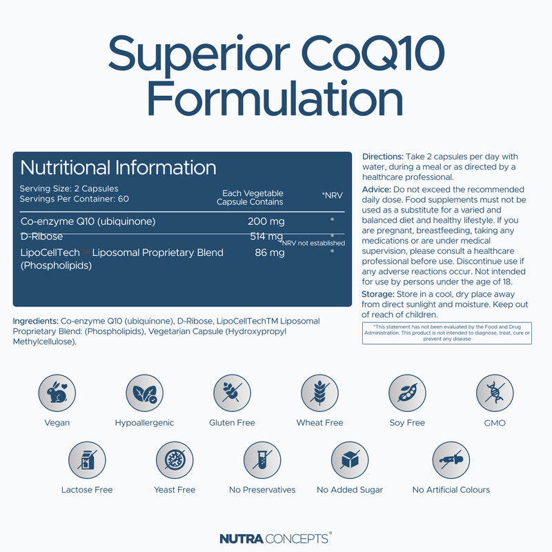 Liposomal CoQ10 with D-Ribose Energy Complex - 60 Capsules
