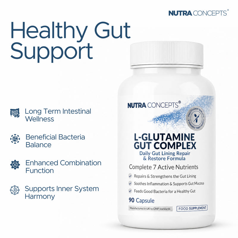 Nutraconcepts L-Glutamine Gut Complex - Mucosal Repair & Support - 90 Capsules