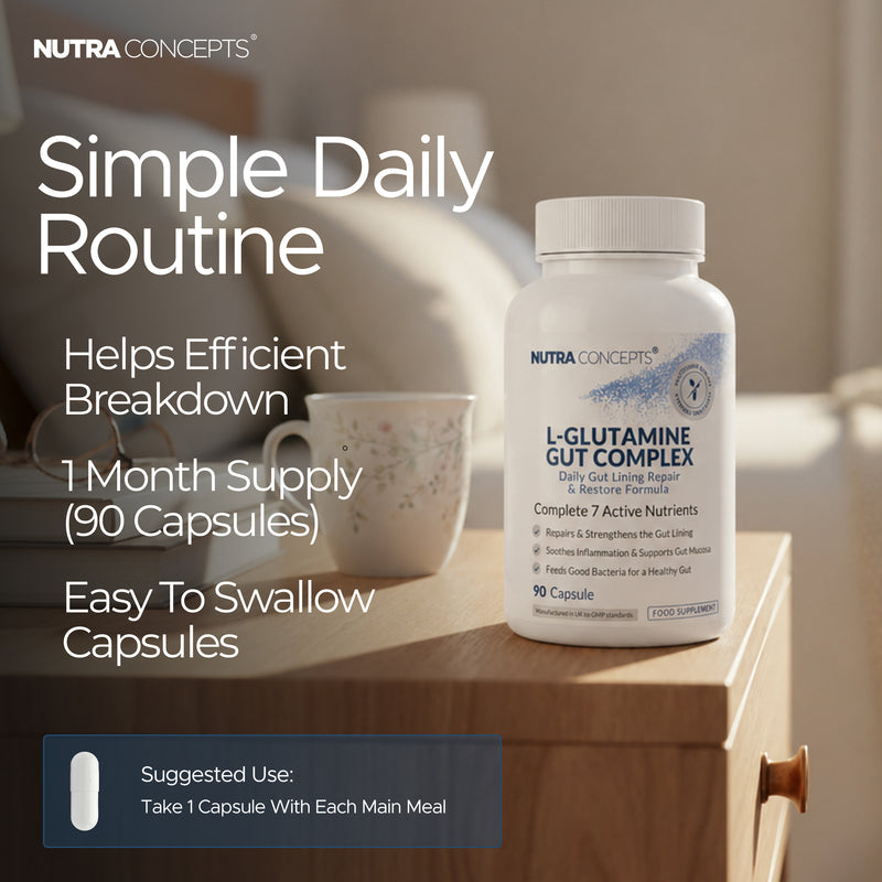 Nutraconcepts L-Glutamine Gut Complex - Mucosal Repair & Support - 90 Capsules