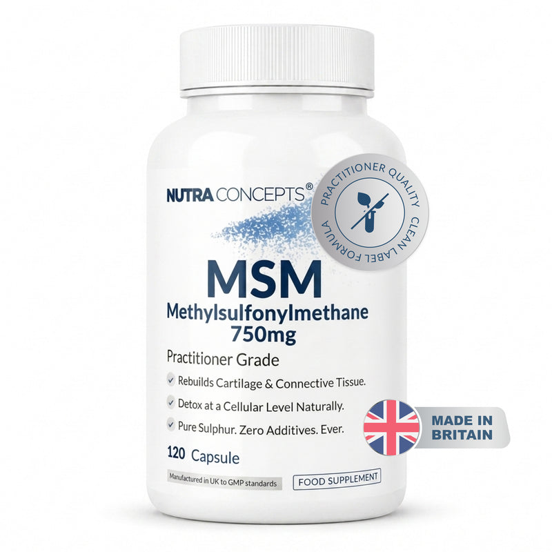 Nutraconcepts MSM Sulphur - Joint Cartilage Skin Hair & Nail Support - 120 Capsules