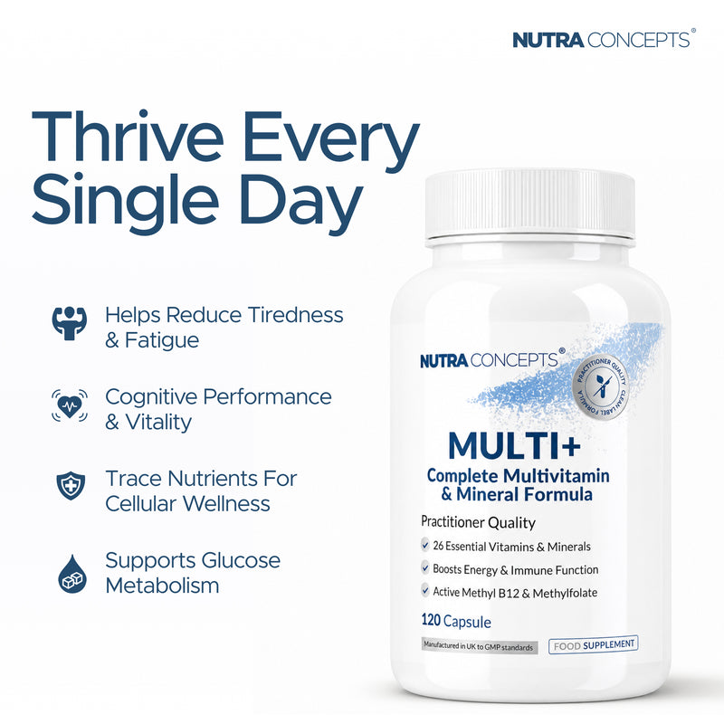 Nutraconcepts Multi+ - Multivitamin & Mineral Clinical Potency Support - 120 Capsules