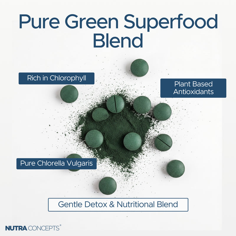 Nutraconcepts Organic Chlorella Algae Detox Immune & Blood Support - 120 Tablets