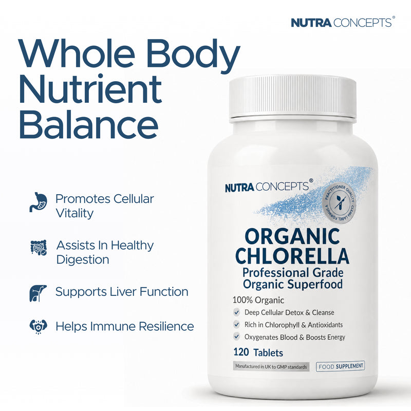 Nutraconcepts Organic Chlorella Algae Detox Immune & Blood Support - 120 Tablets