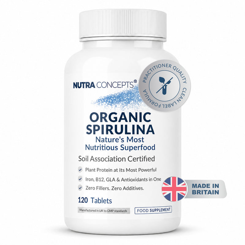 Nutraconcepts Organic Spirulina - Superfood Antioxidant & Immune Support - 120 Tablets