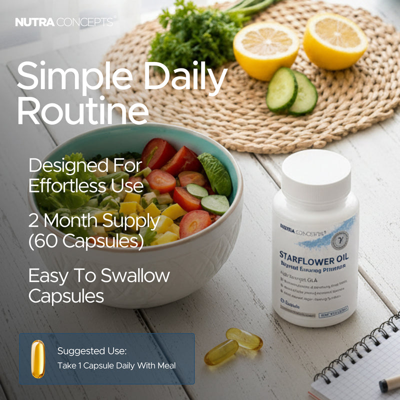 Nutraconcepts Starflower Oil High GLA Borage Joint & Skin Support - 60 Capsule