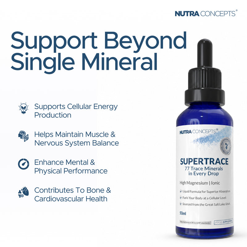 Nutraconcepts Supertrace 77 Essential Minerals Liquid Drops - Heart & Brain Support - 50ml