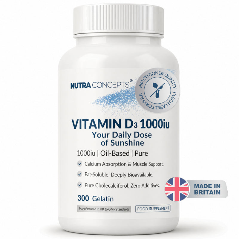 Nutraconcepts Vitamin D3 1000iu - Bone Muscle & Teeth Calcium Balance - 300 Softgels