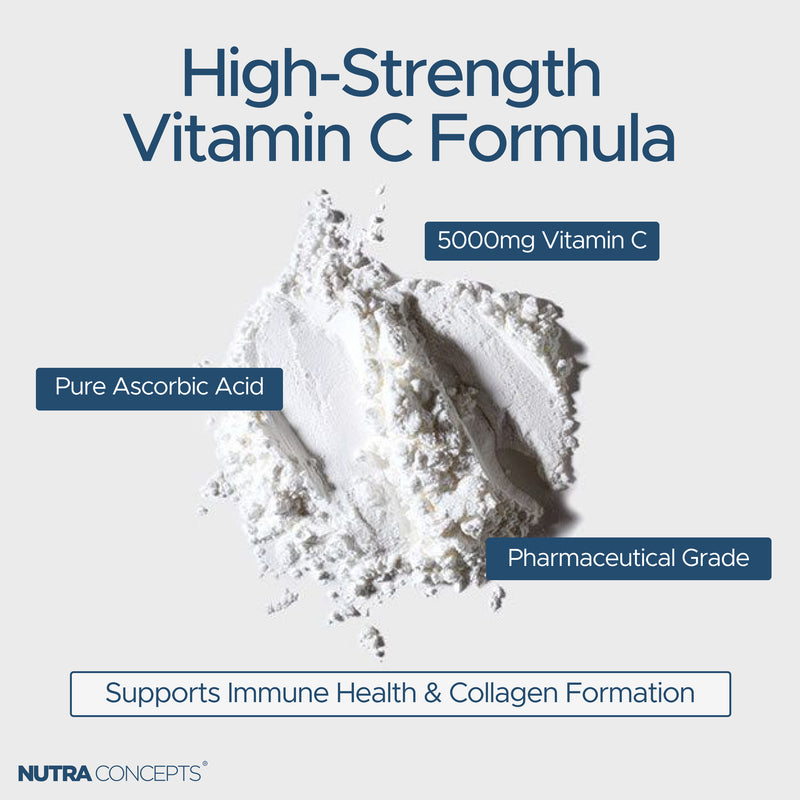 Nutraconcepts 5000mg Vitamin C Powder - Pure Ascorbic Acid - 500g