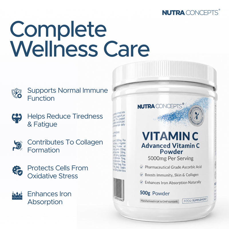 Nutraconcepts 5000mg Vitamin C Powder - Pure Ascorbic Acid - 500g