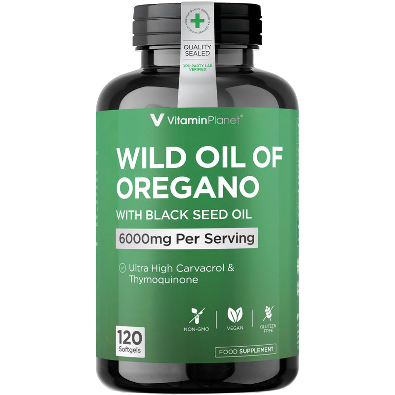Vitamin Planet Wild Oregano Oil 6000mg Softgels with Black Seed Oil, 120 Capsules