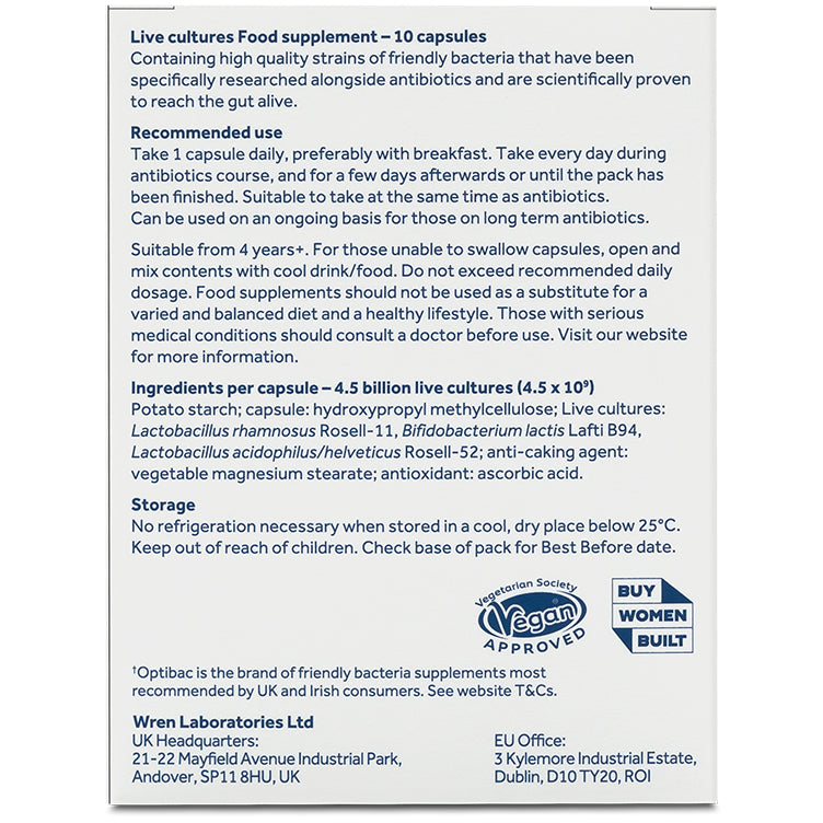 Optibac Probiotics For Those On Antibiotics - 10 Capsules