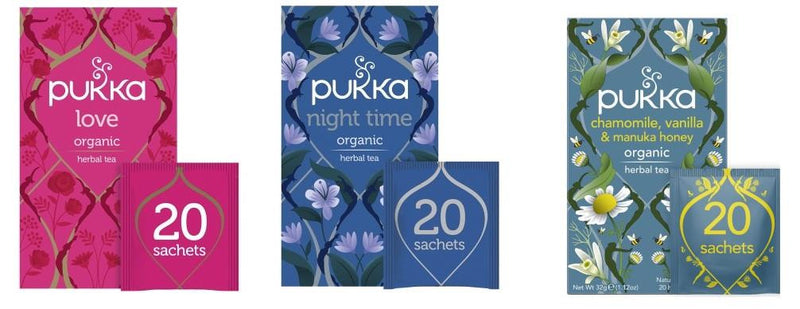 Pukka Herbs Selection - Love, Night Time and Chamomile, Vanilla and Manuka Honey