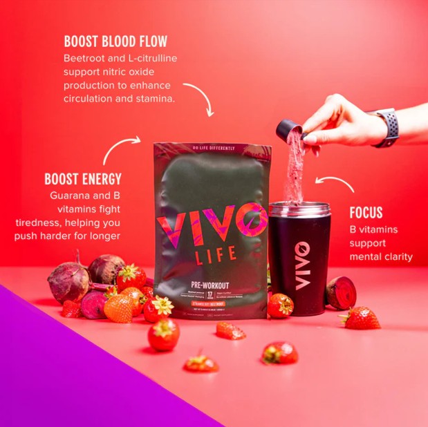 Vivo Life Pre-Workout Strawberry Beetroot - 255g