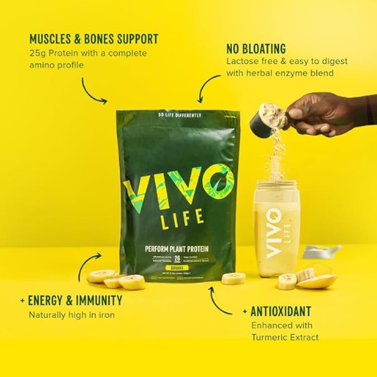Vivo Life Perform Banana & Cinnamon Plant Protein - 988g