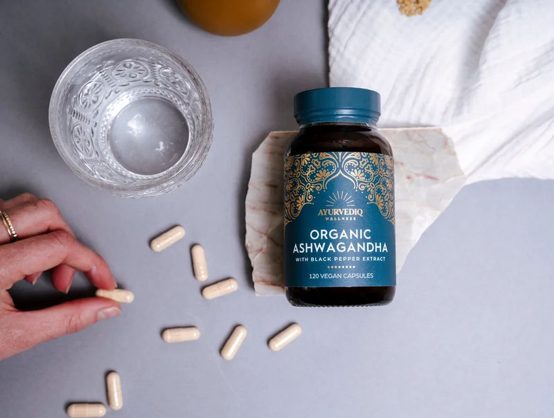 Ayurvediq Wellness Organic Ashwaganda & Black Pepper Extract - 120 Capsules