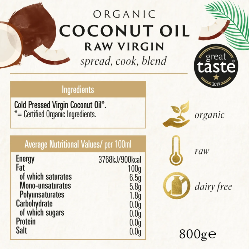 Biona Organic Virgin Coconut Oil Raw - 800g