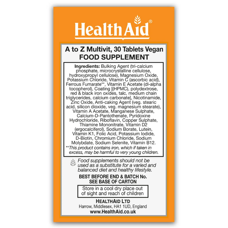 HealthAid A to Z Multivit - 30 Tablets