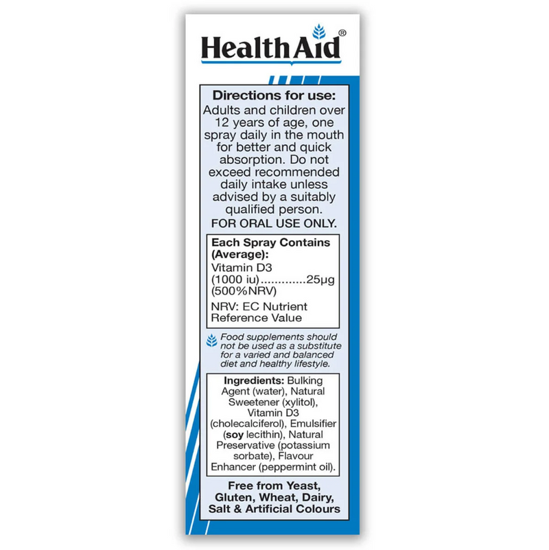 HealthAid Vitamin D3 1000iu Spray - 20ml