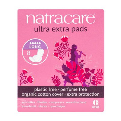 Natracare Ultra Extra Long Pads With Wings - 8 Pads