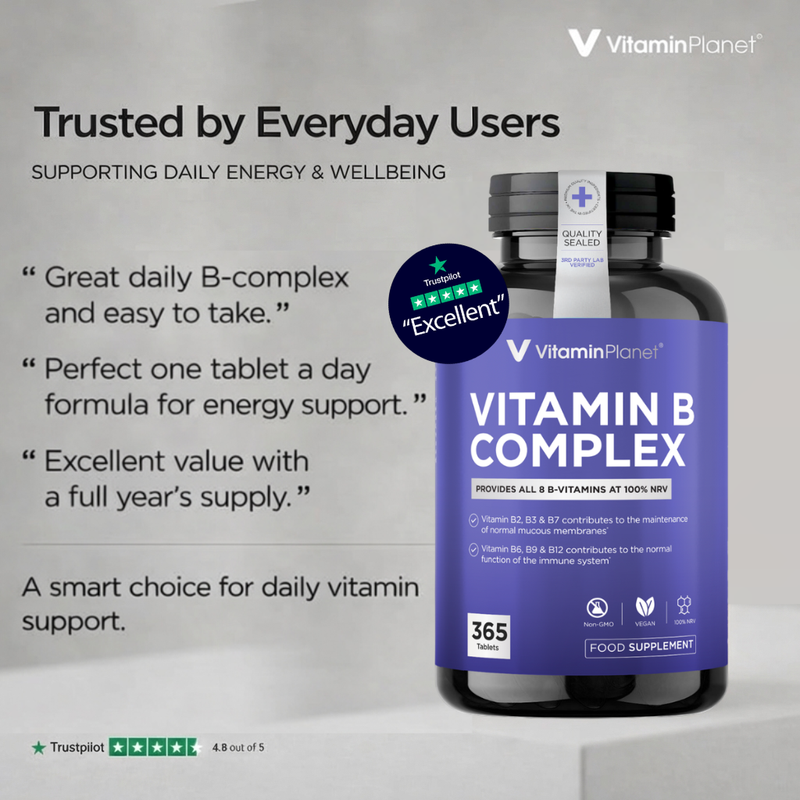 Vitamin B Complex, All 8 B-Vitamins – 365 Tablets, 1 Year Supply