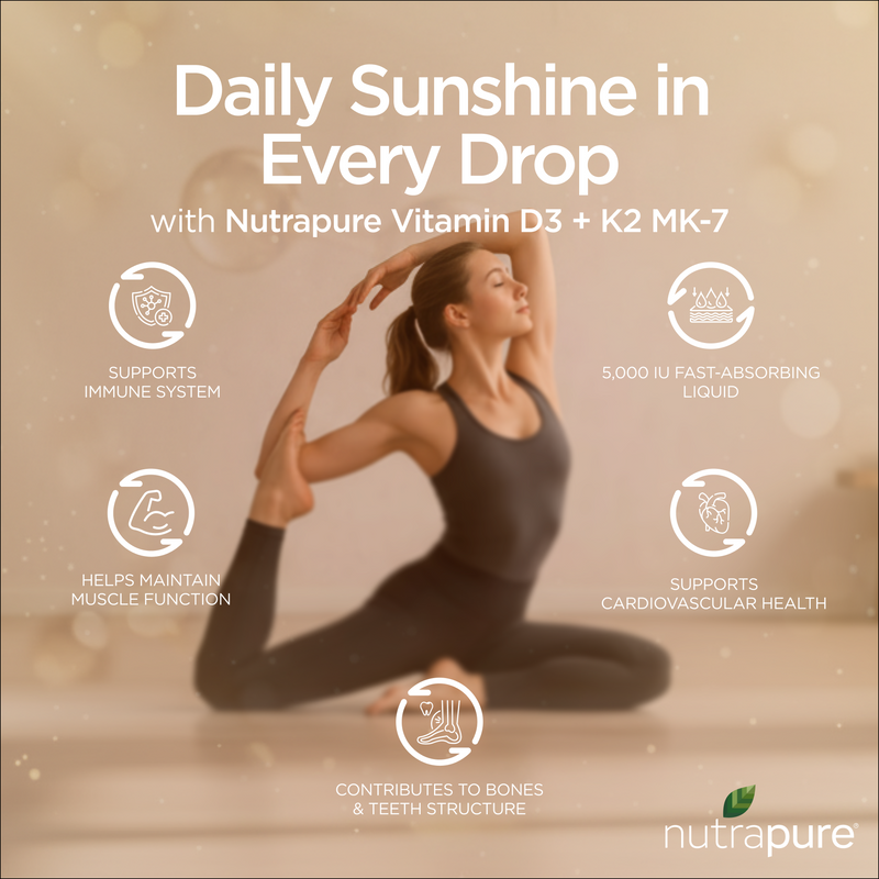 Nutrapure Vitamin D3 5,000 IU & K2 MK-7 Liquid Supplement with Omega-3 - 60ml