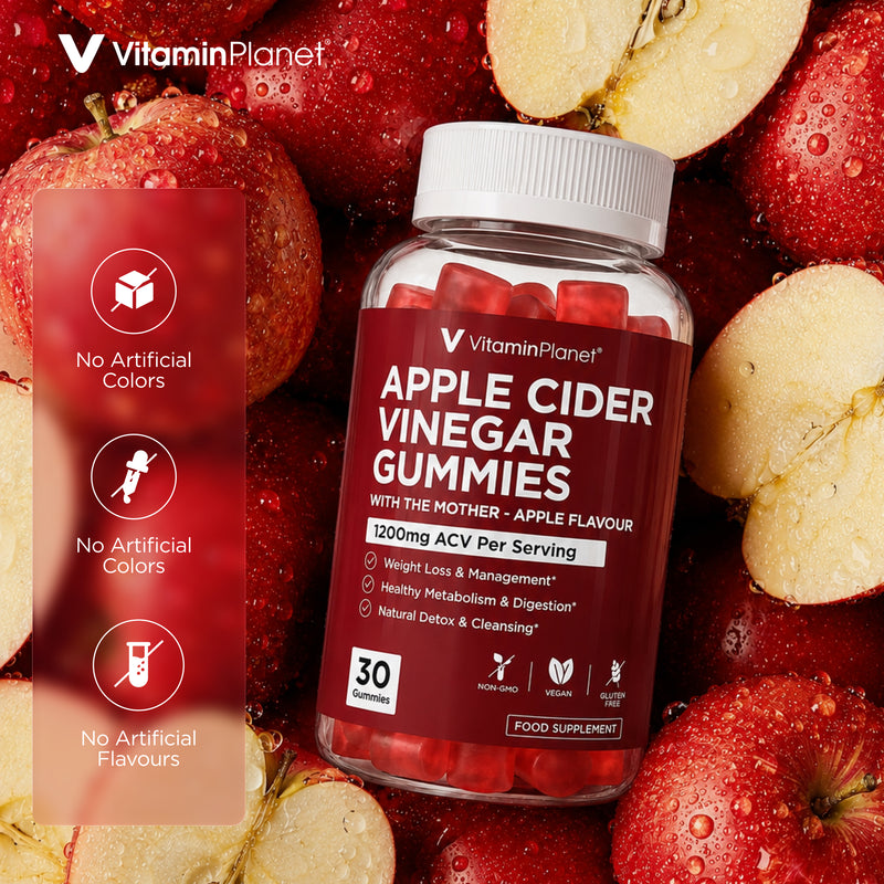 VitaminPlanet Apple Cider Vinegar Gummies 1200mg with The Mother - 30 Gummies Gluten Free Vegan Apple Cider Vinegar - 30 Gummies