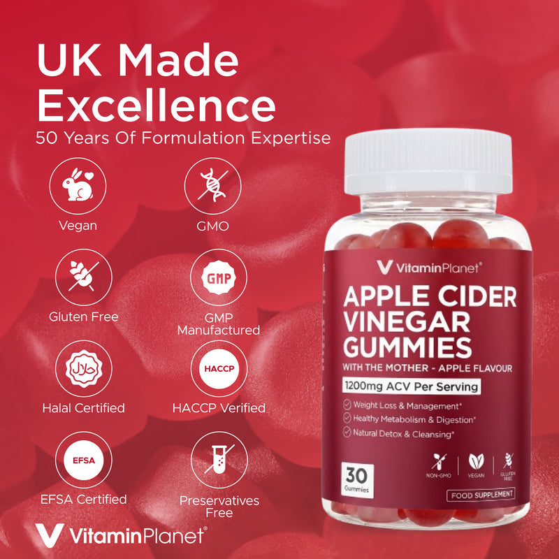 Vitamin Planet Apple Cider Vinegar 1200mg with The Mother, 30 Gummies