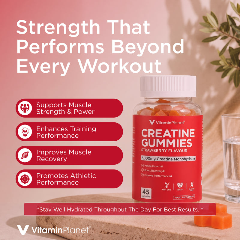 Vitamin Planet Creatine 5000mg, Strawberry Flavored, 45 Vegan Gummies