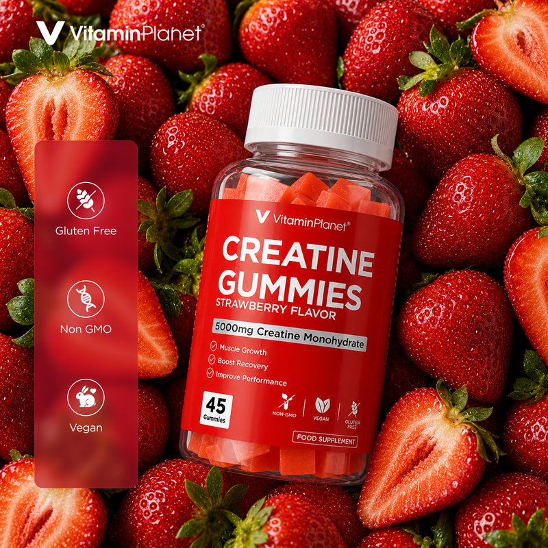 Vitamin Planet Creatine 5000mg – Strawberry Flavored 45 Vegan Gummies