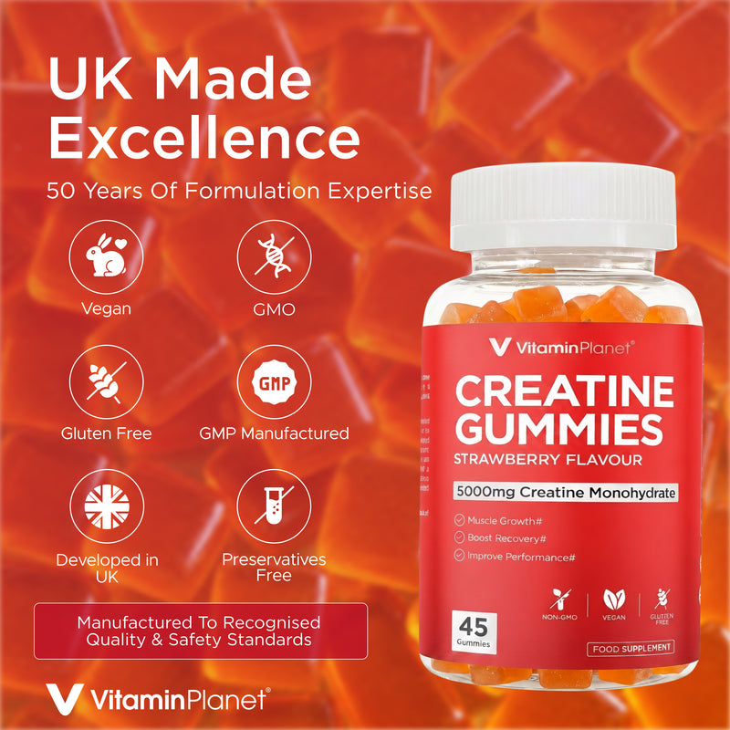 Vitamin Planet Creatine 5000mg, Strawberry Flavored, 45 Vegan Gummies