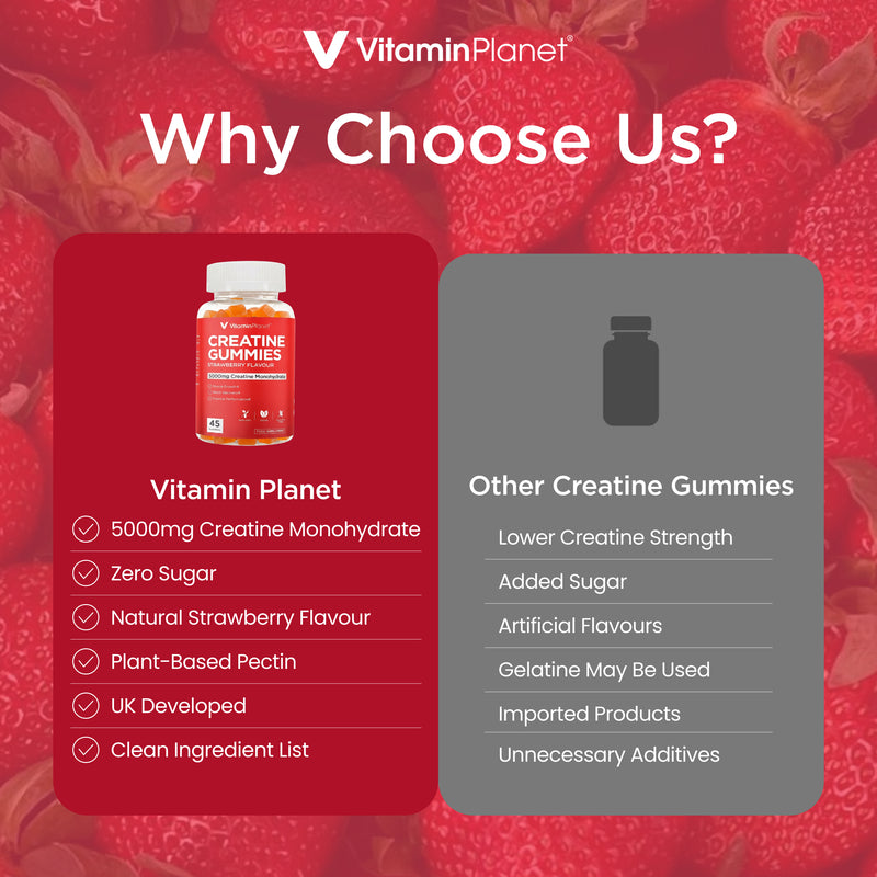 Vitamin Planet Creatine 5000mg, Strawberry Flavored, 45 Vegan Gummies