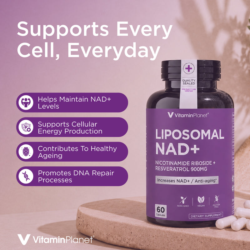 Vitamin Planet Liposomal NAD+ 900mg with NR, Quercetin & Resveratrol, 60 Capsules