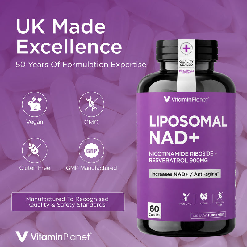 Vitamin Planet Liposomal NAD+ 900mg with NR, Quercetin & Resveratrol, 60 Capsules