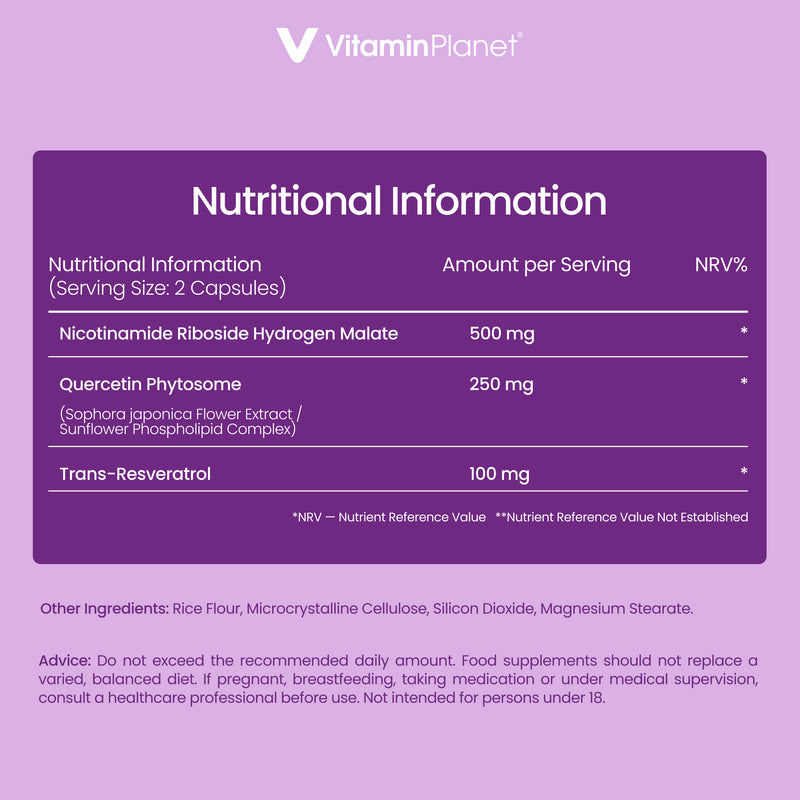 Vitamin Planet Liposomal NAD+ 900mg with NR, Quercetin & Resveratrol, 60 Capsules