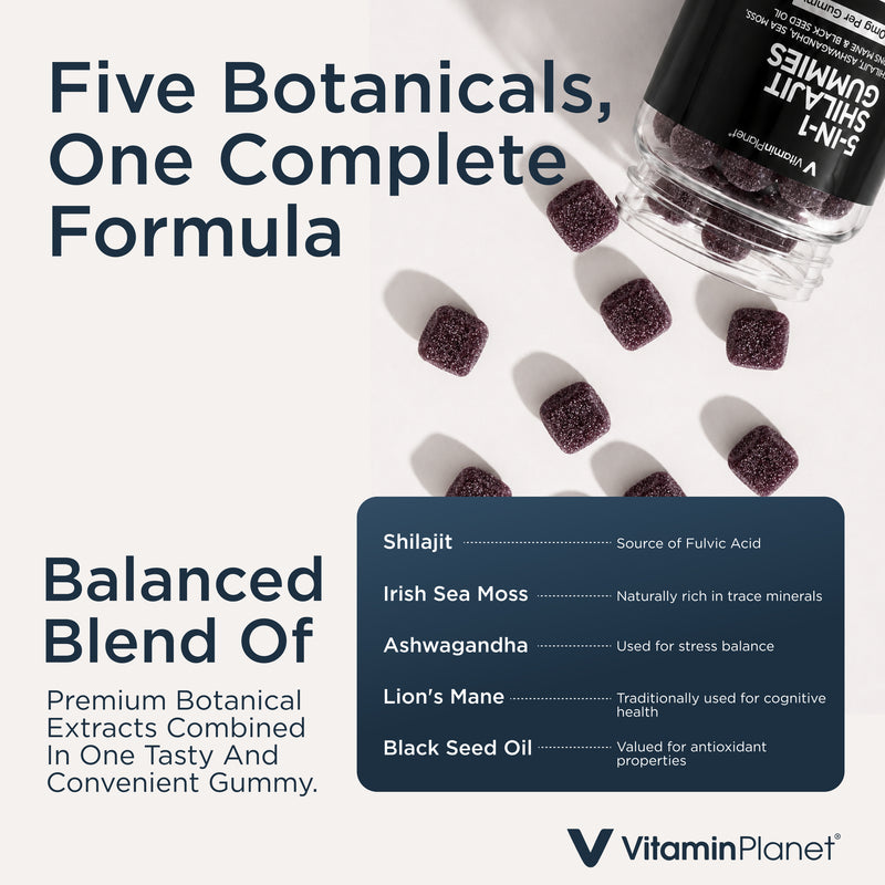 Vitamin Planet 5-in-1 Shilajit Gummies 5100mg, 30 Gummies