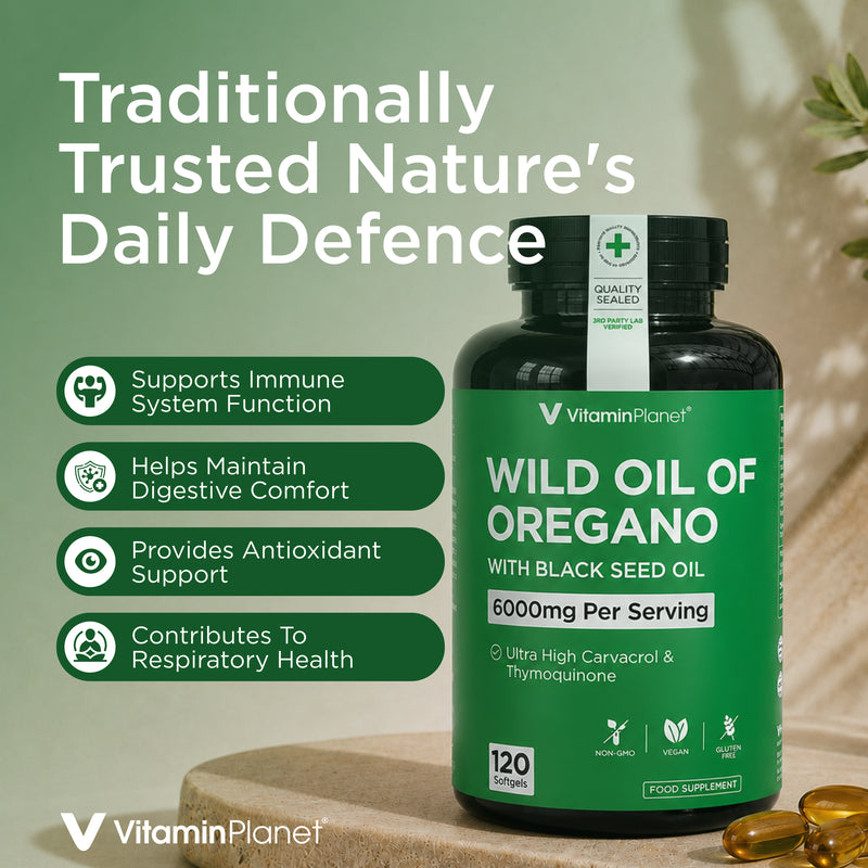 Vitamin Planet Wild Oregano Oil 6000mg Softgels with Black Seed Oil, 120 Capsules