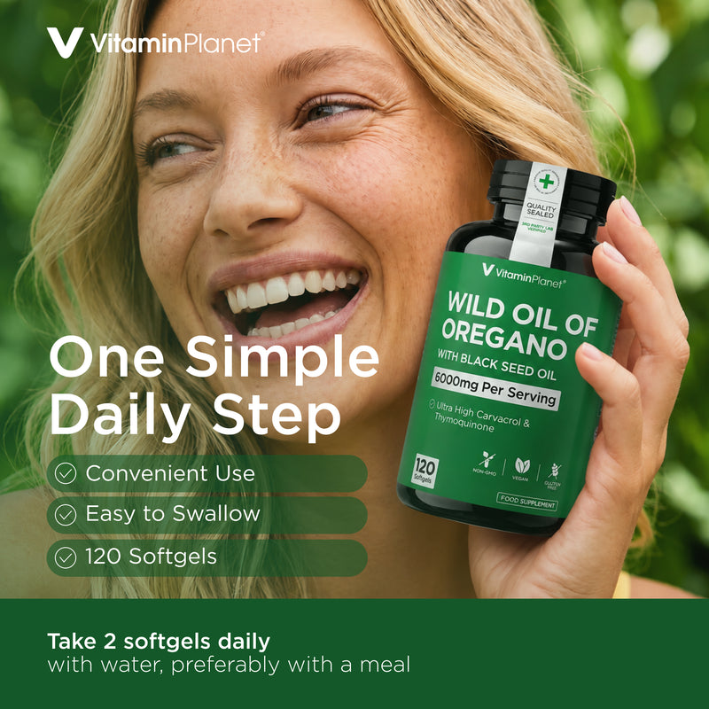 Vitamin Planet Wild Oregano Oil 6000mg Softgels with Black Seed Oil, 120 Capsules