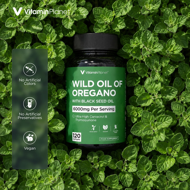 Vitamin Planet Wild Oregano Oil 6000mg Softgels with Black Seed Oil - 120 Capsules