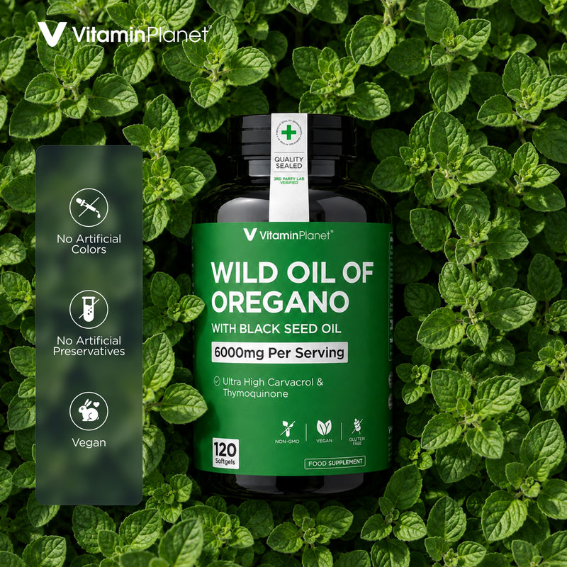 Vitamin Planet Wild Oregano Oil 6000mg Softgels with Black Seed Oil, 120 Capsules
