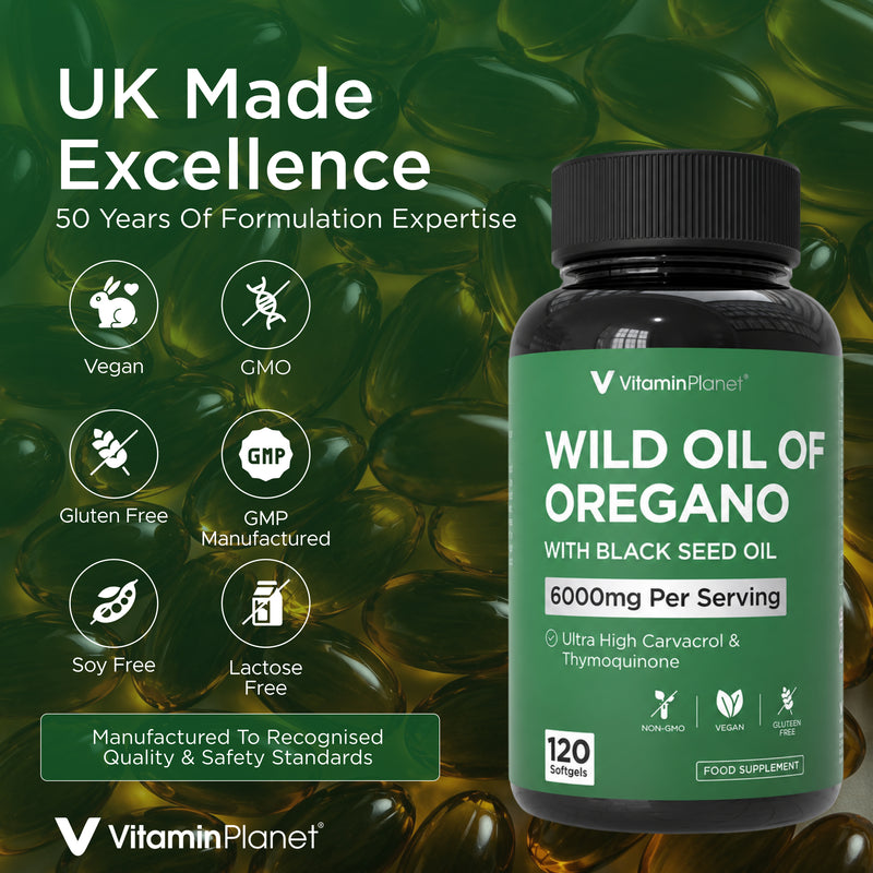 Vitamin Planet Wild Oregano Oil 6000mg Softgels with Black Seed Oil - 120 Capsules