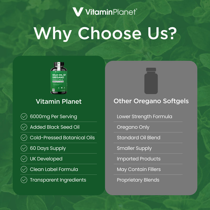 Vitamin Planet Wild Oregano Oil 6000mg Softgels with Black Seed Oil, 120 Capsules