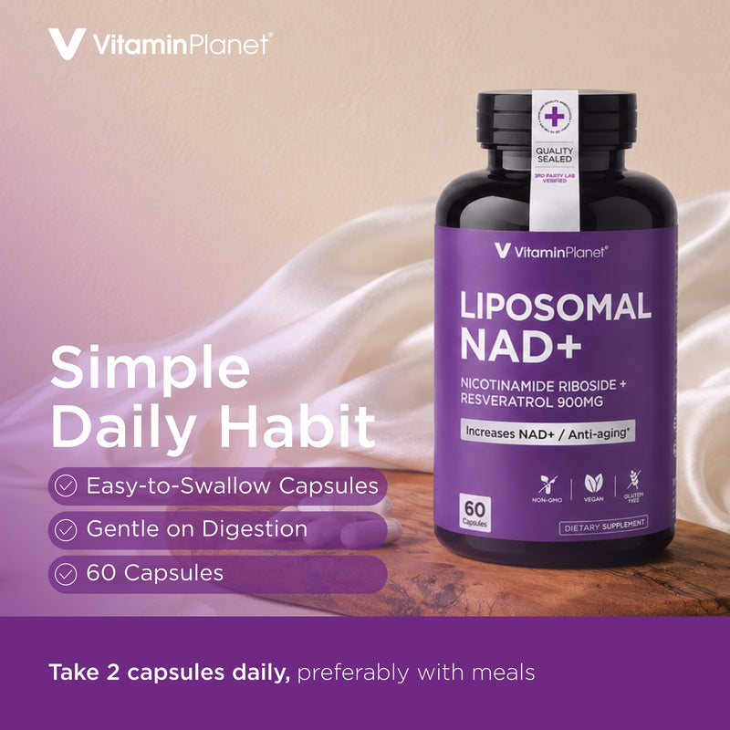 Vitamin Planet Liposomal NAD+ 900mg with NR, Quercetin & Resveratrol, 60 Capsules