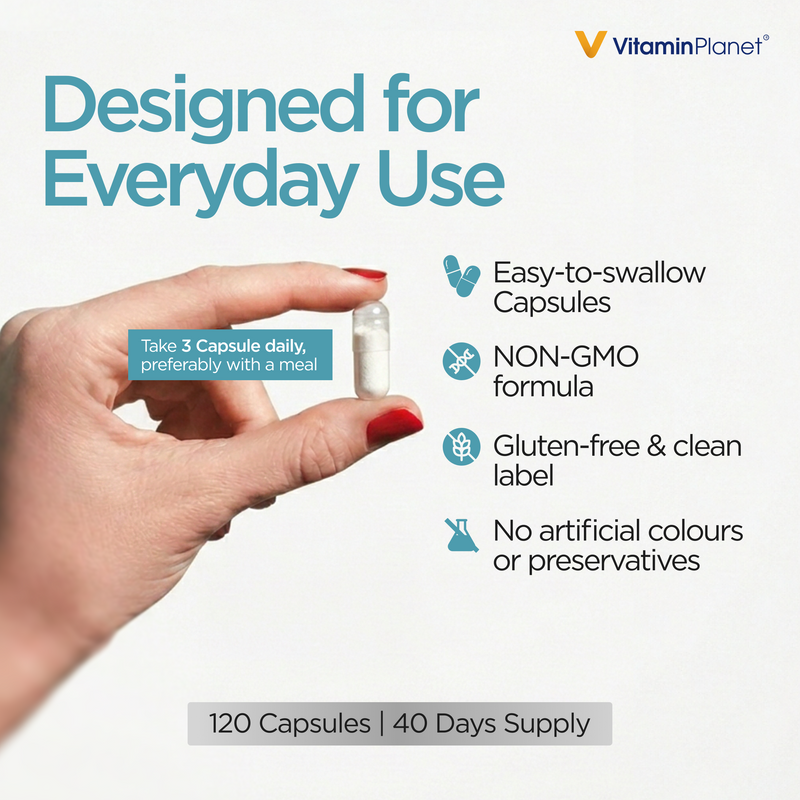 Pure Marine Collagen 1200mg, Type I & III Hydrolysed Peptides – 120 Capsules, 40 Days Supply