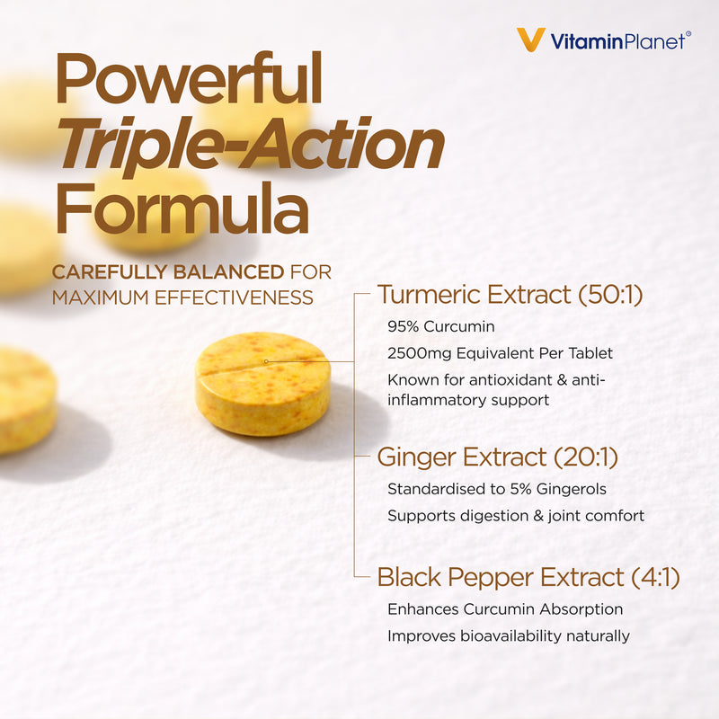 Organic Turmeric with Ginger & Black Pepper – 365 Tablets, 1 Year Supply