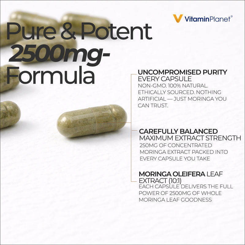 Organic Moringa Leaf 2500mg - 120 Capsules